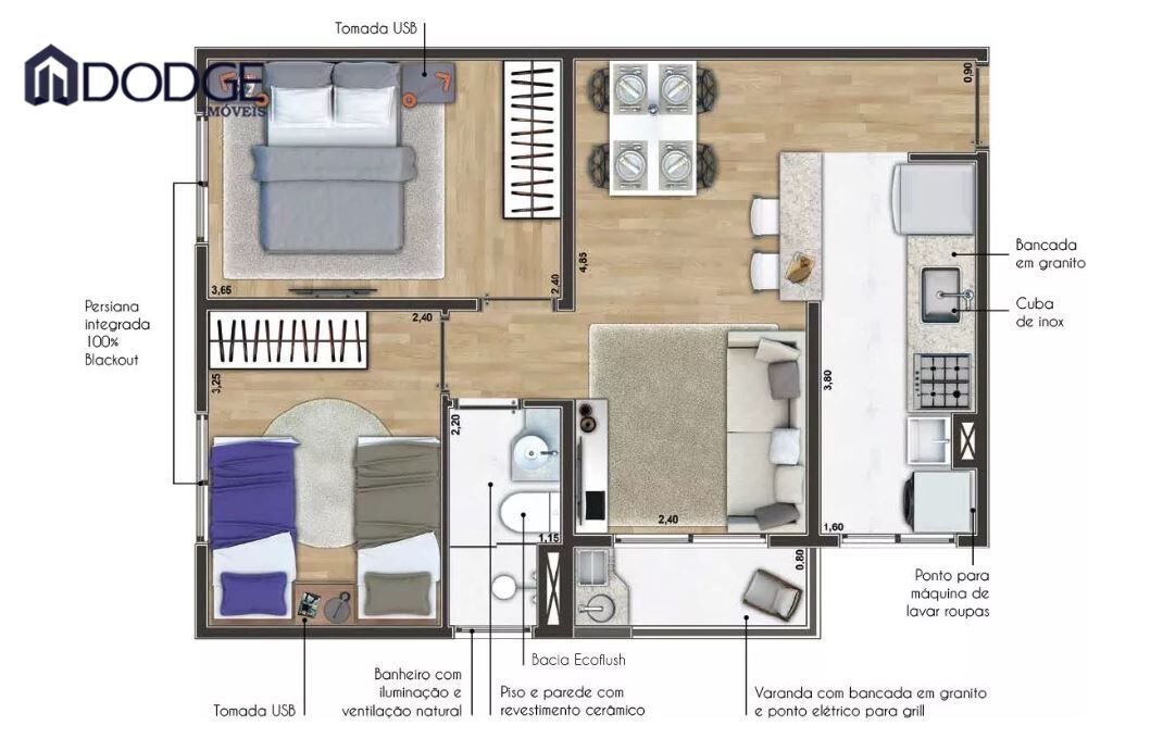 Apartamento à venda com 2 quartos, 48m² - Foto 6