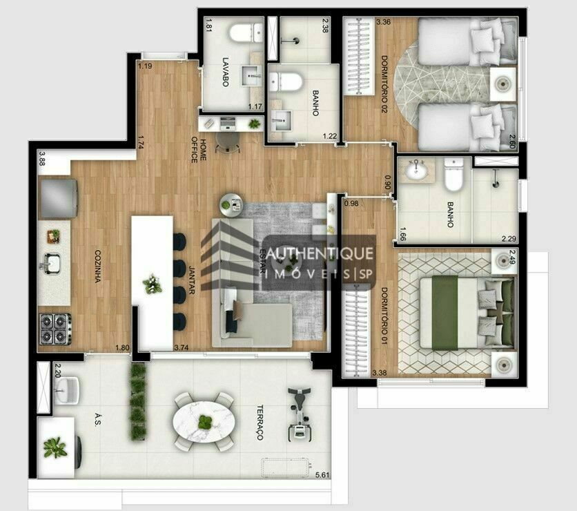 Apartamento à venda com 2 quartos, 101m² - Foto 14