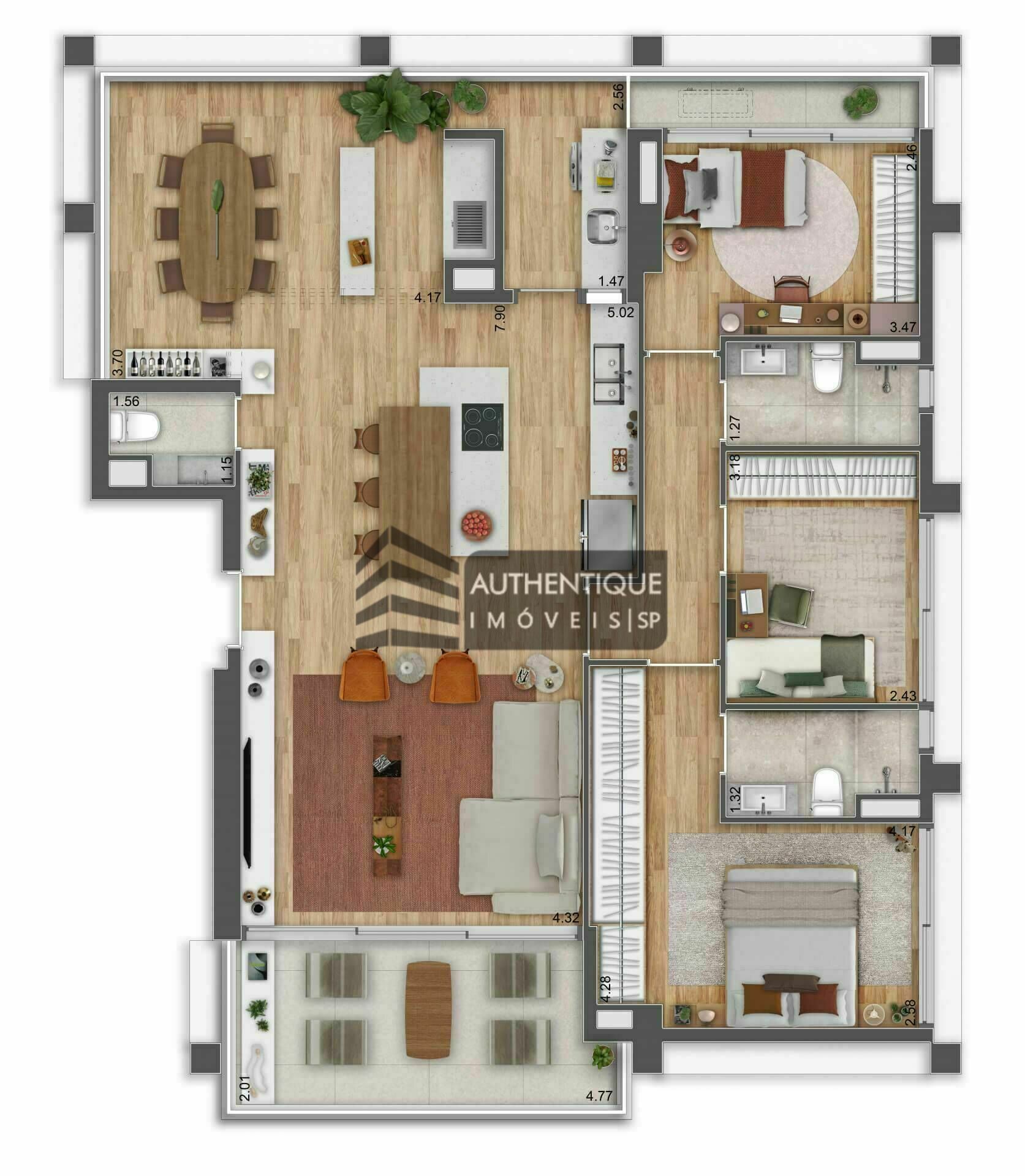 Apartamento à venda com 3 quartos, 186m² - Foto 21