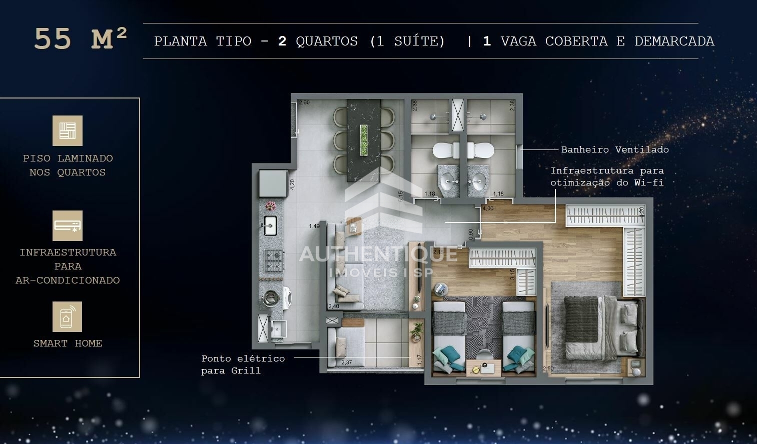 Apartamento, 2 quartos, 55 m² - Foto 15