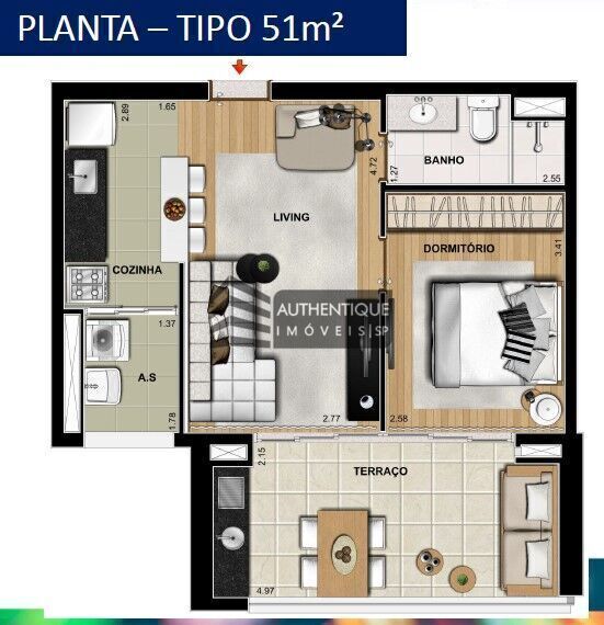 Apartamento, 1 quarto, 51 m² - Foto 11