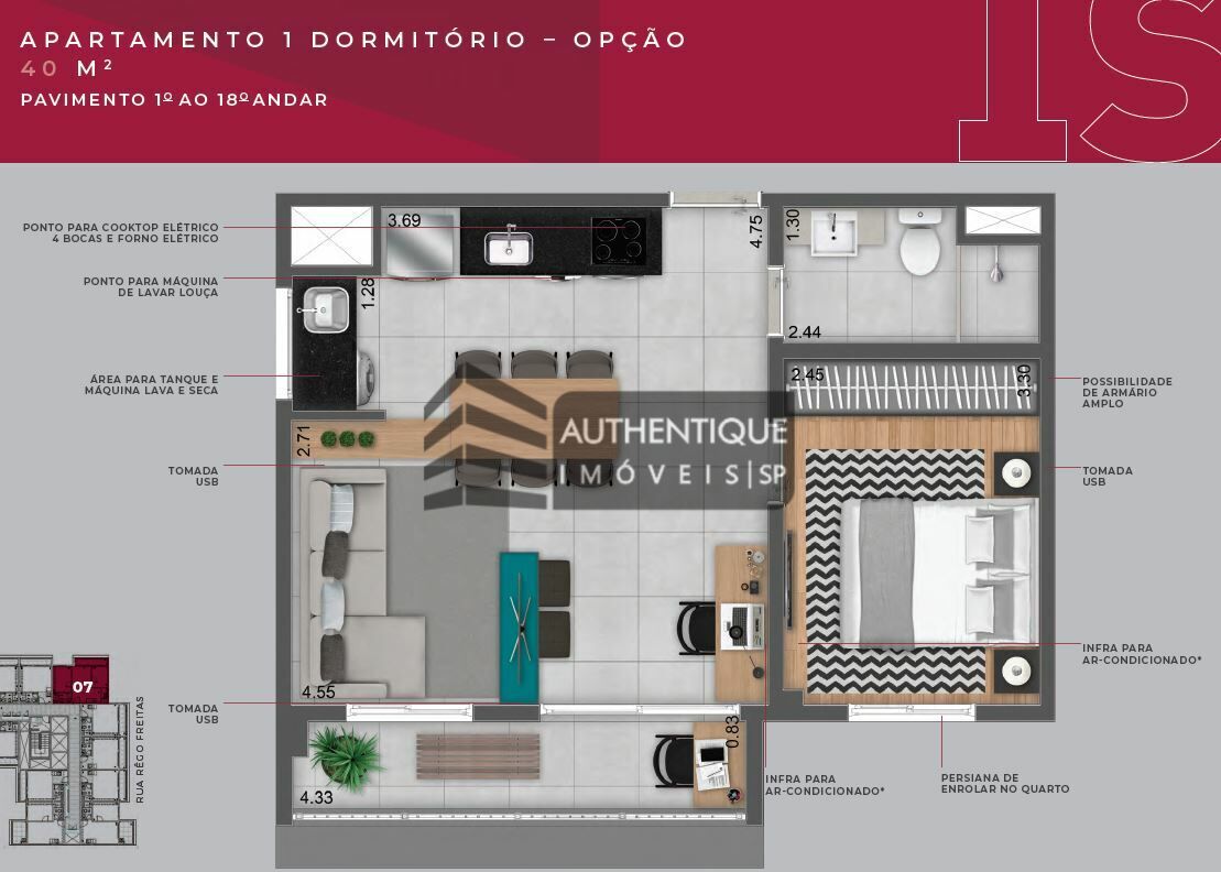 Apartamento à venda com 1 quarto, 34m² - Foto 21