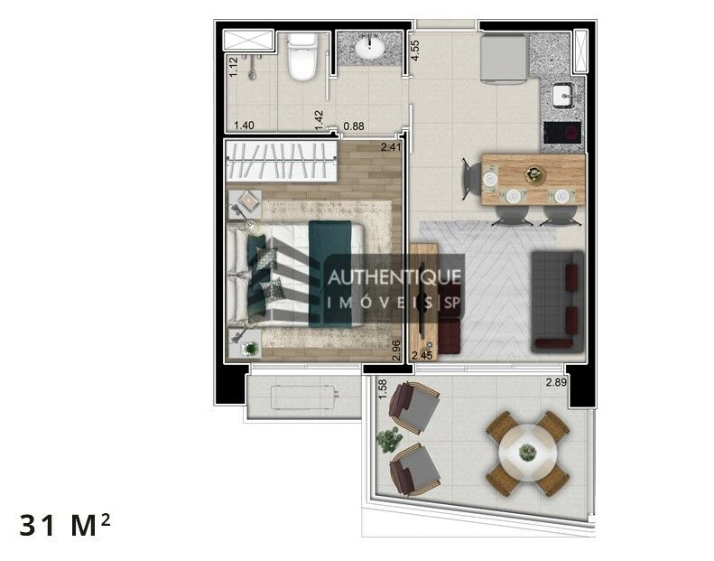 Apartamento à venda com 1 quarto, 31m² - Foto 14