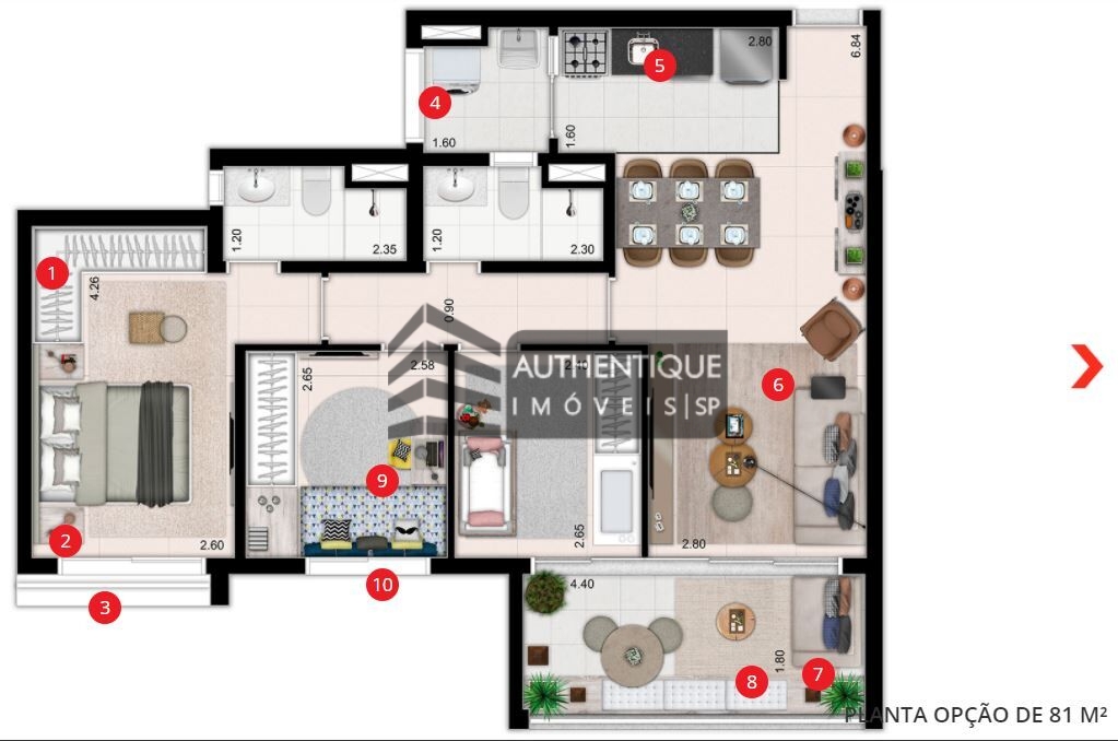 Apartamento à venda com 3 quartos, 81m² - Foto 7