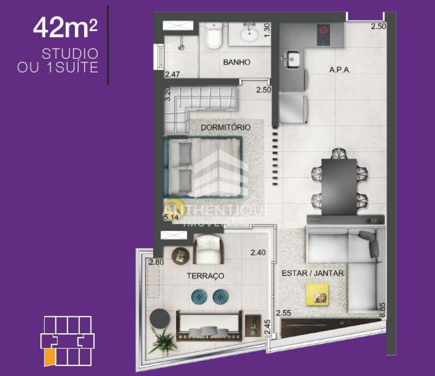 Apartamento, 1 quarto, 42 m² - Foto 48