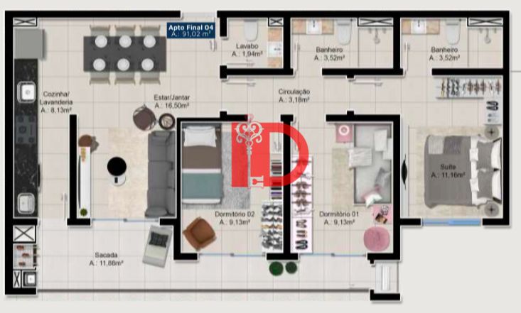 Apartamento de 3 quartos, 91m² no bairro Cassino, em Rio Grande | Eu Corretor