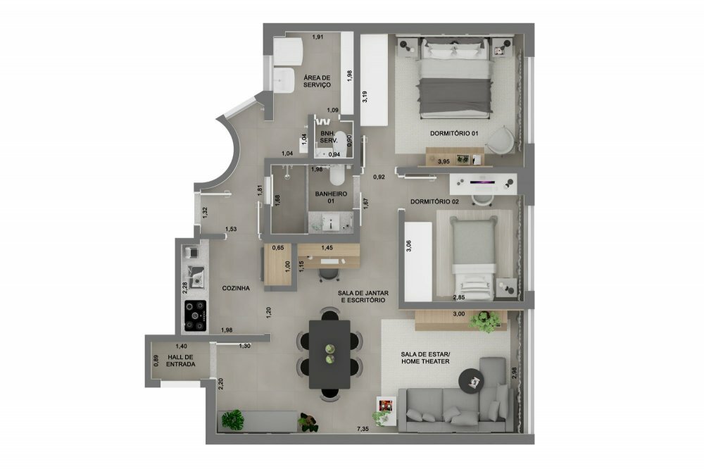 Apartamento à venda com 2 quartos, 76m² - Foto 1