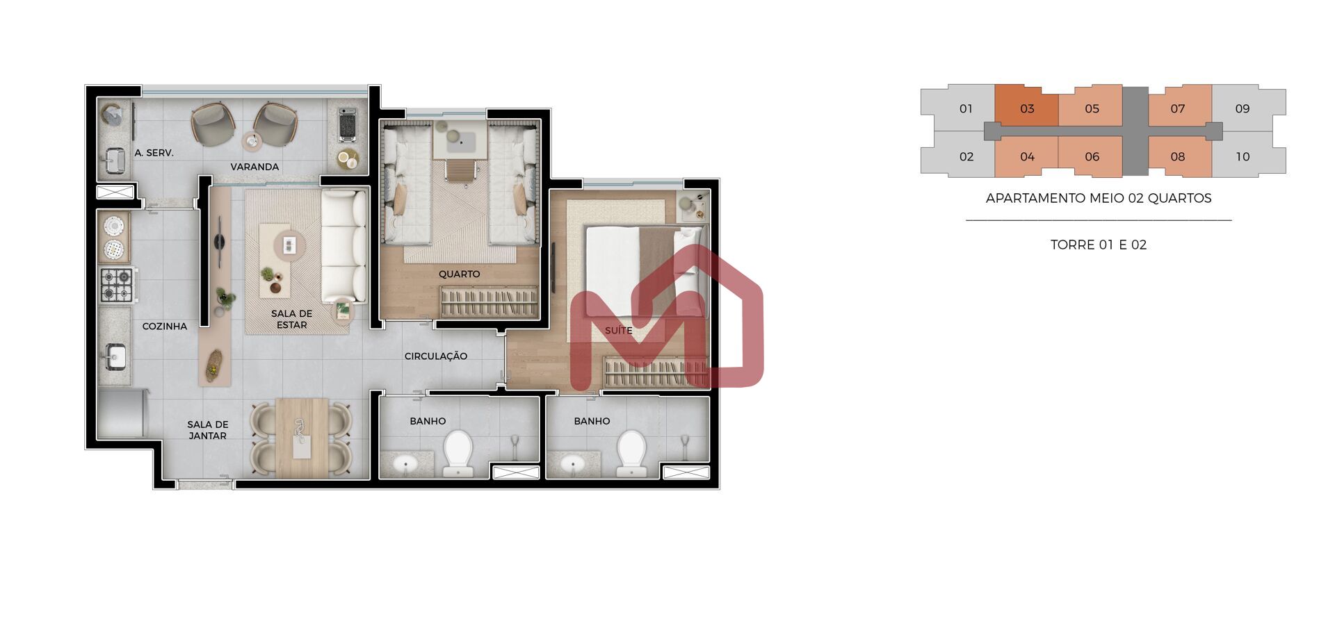Apartamento, 2 quartos, 54 m² - Foto 6