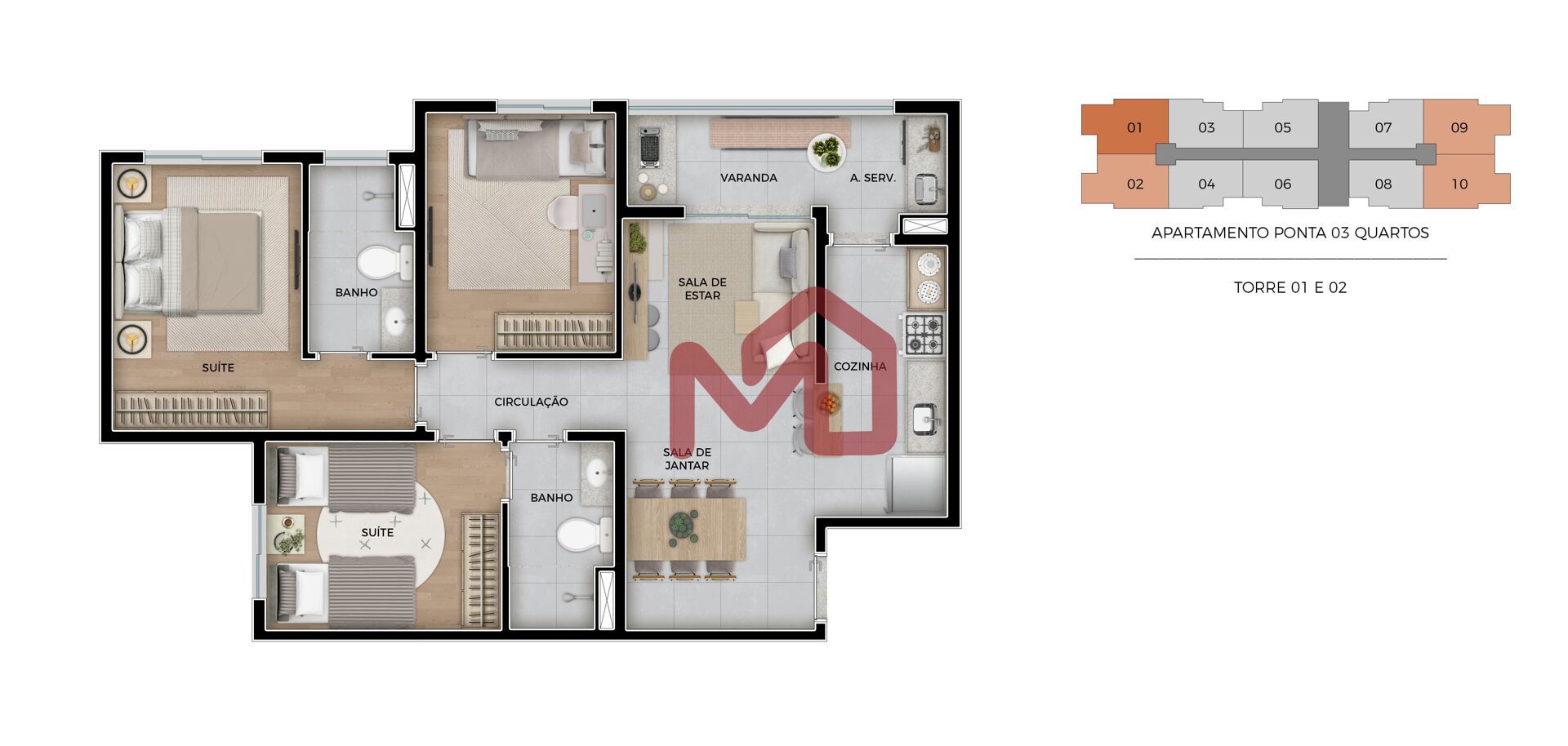 Apartamento, 2 quartos, 54 m² - Foto 3