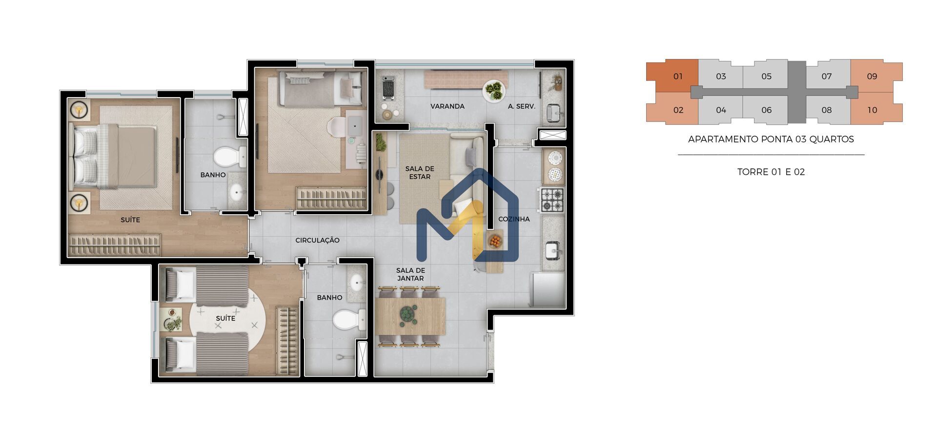 Apartamento, 2 quartos, 54 m² - Foto 3