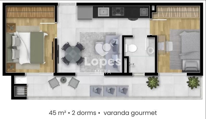 Apartamento, 2 quartos, 45 m² - Foto 3