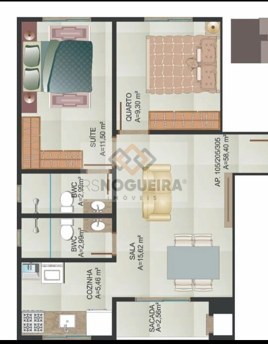Apartamento, 2 quartos, 58 m² - Foto 2