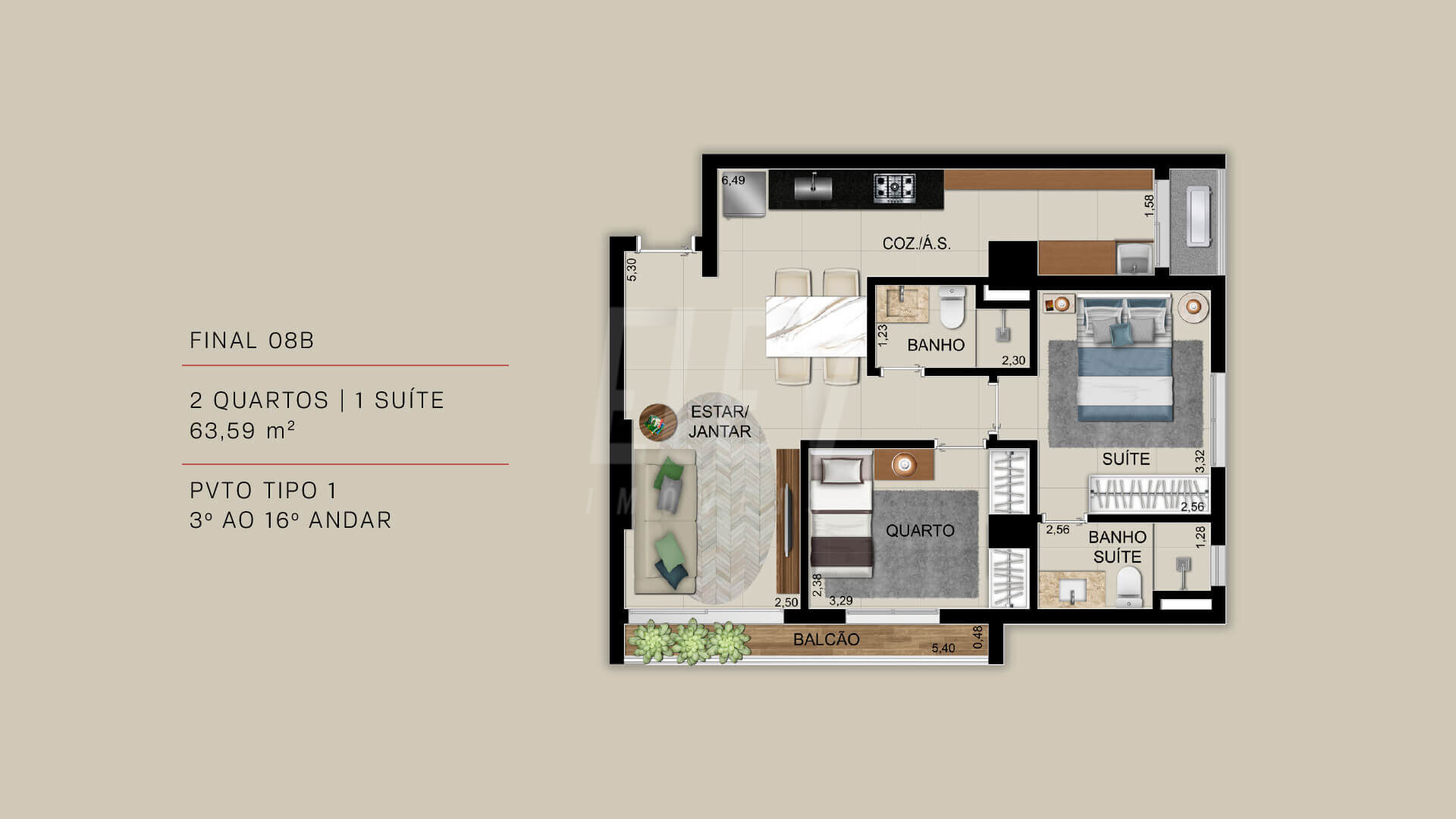 Apartamento à venda com 2 quartos, 63m² - Foto 2