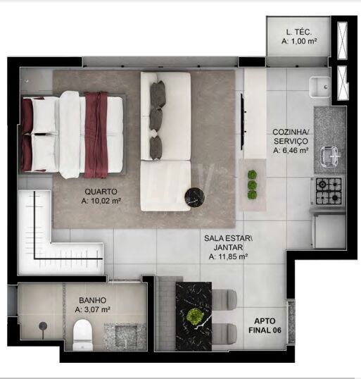 Apartamento à venda com 1 quarto, 38m² - Foto 3