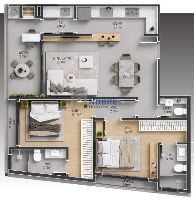 Apartamento à venda com 2 quartos, 88m² - Foto 10