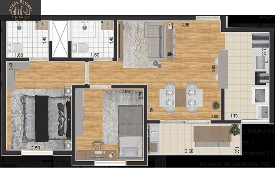 Apartamento à venda com 2 quartos, 54m² - Foto 10