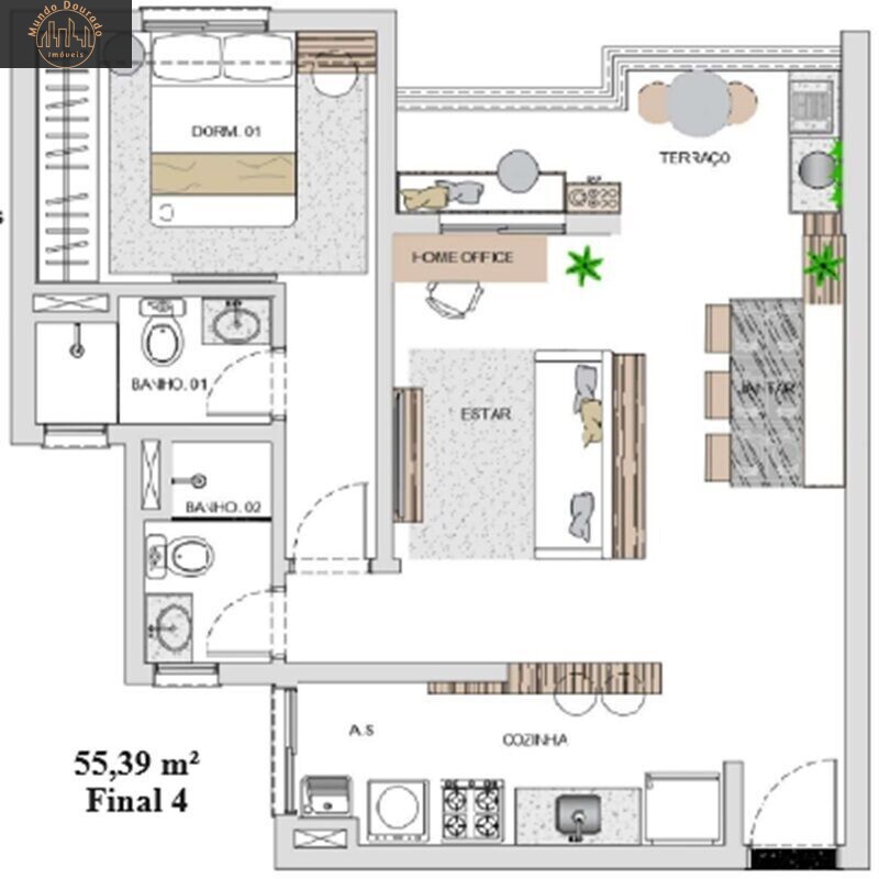 Apartamento à venda com 2 quartos, 55m² - Foto 3