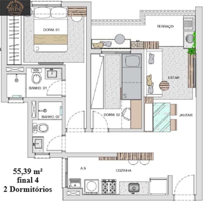 Apartamento à venda com 2 quartos, 55m² - Foto 4