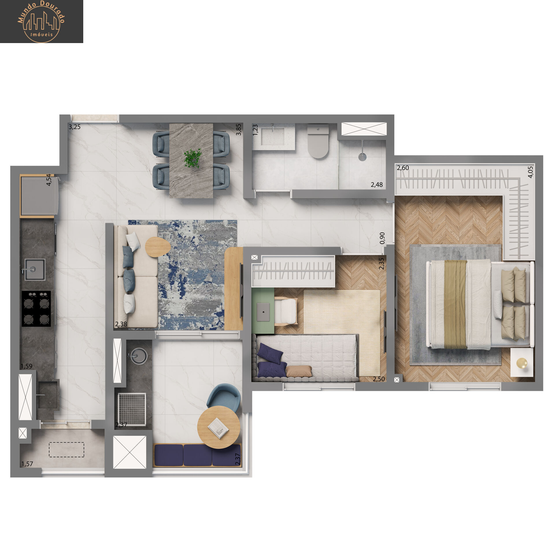 Apartamento à venda com 2 quartos, 52m² - Foto 3