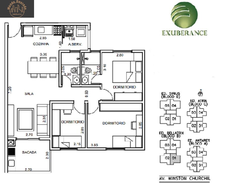 Apartamento à venda com 3 quartos, 70m² - Foto 3