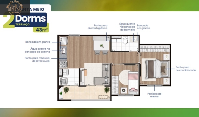 Apartamento à venda com 2 quartos, 43m² - Foto 4