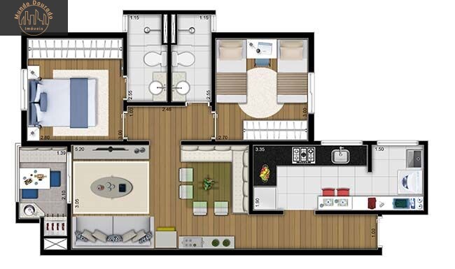 Apartamento à venda com 2 quartos, 64m² - Foto 3