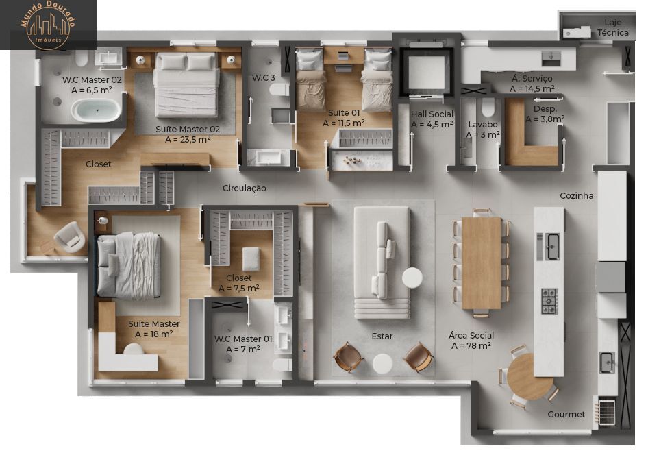 Apartamento à venda com 4 quartos, 195m² - Foto 5