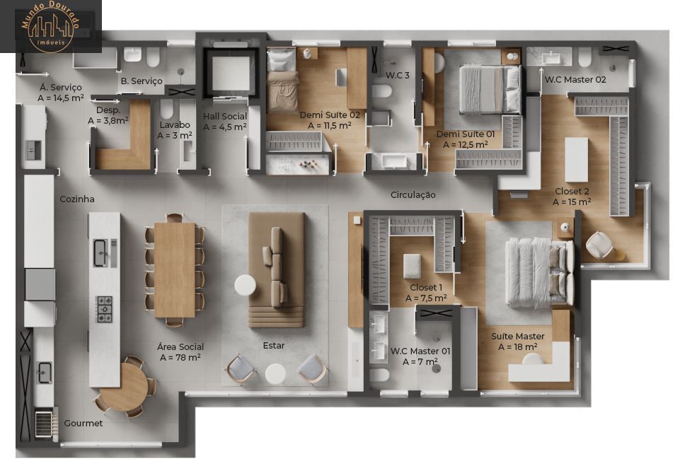 Apartamento à venda com 4 quartos, 195m² - Foto 6