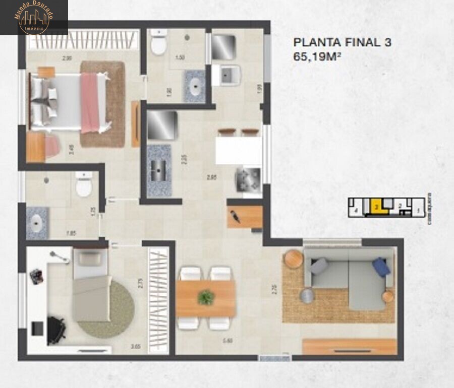 Apartamento à venda com 2 quartos, 69m² - Foto 3