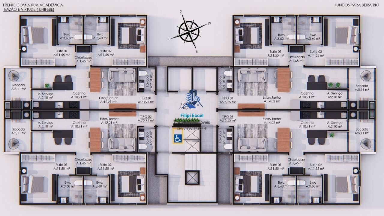 Apartamento de 2 quartos, 73m² no bairro Santa Terezinha, em Brusque | Eu Corretor