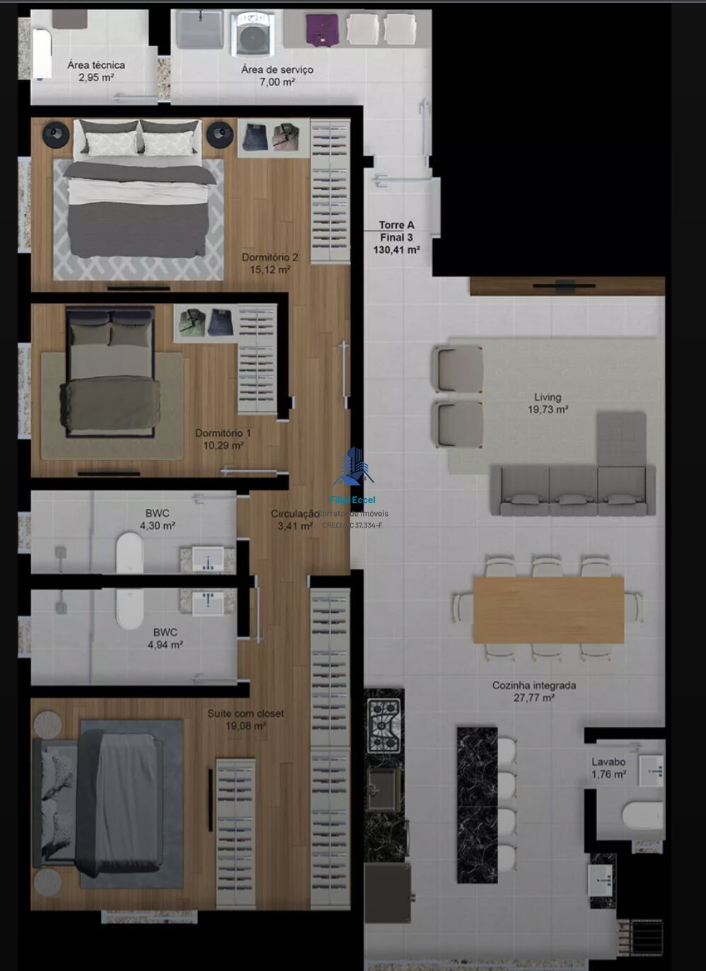 Apartamento de 3 quartos, 130m² no bairro Souza Cruz, em Brusque | Eu Corretor