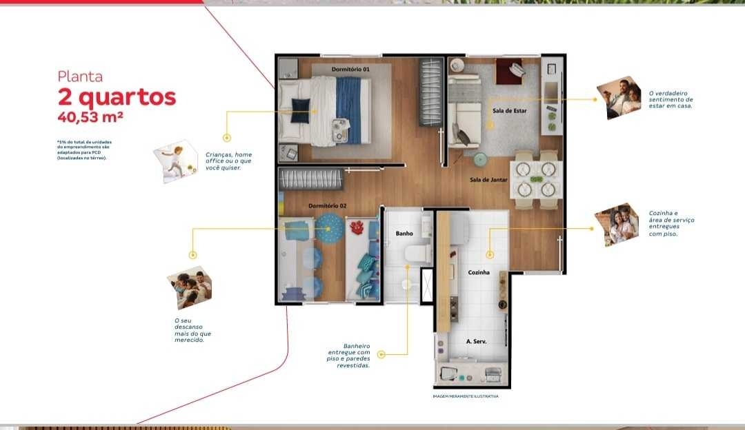 Apartamento à venda com 2 quartos, 40m² - Foto 6