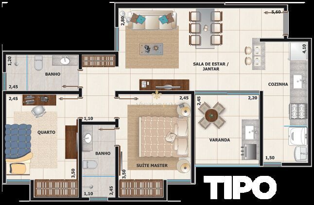 Apartamento à venda com 2 quartos, 58m² - Foto 3