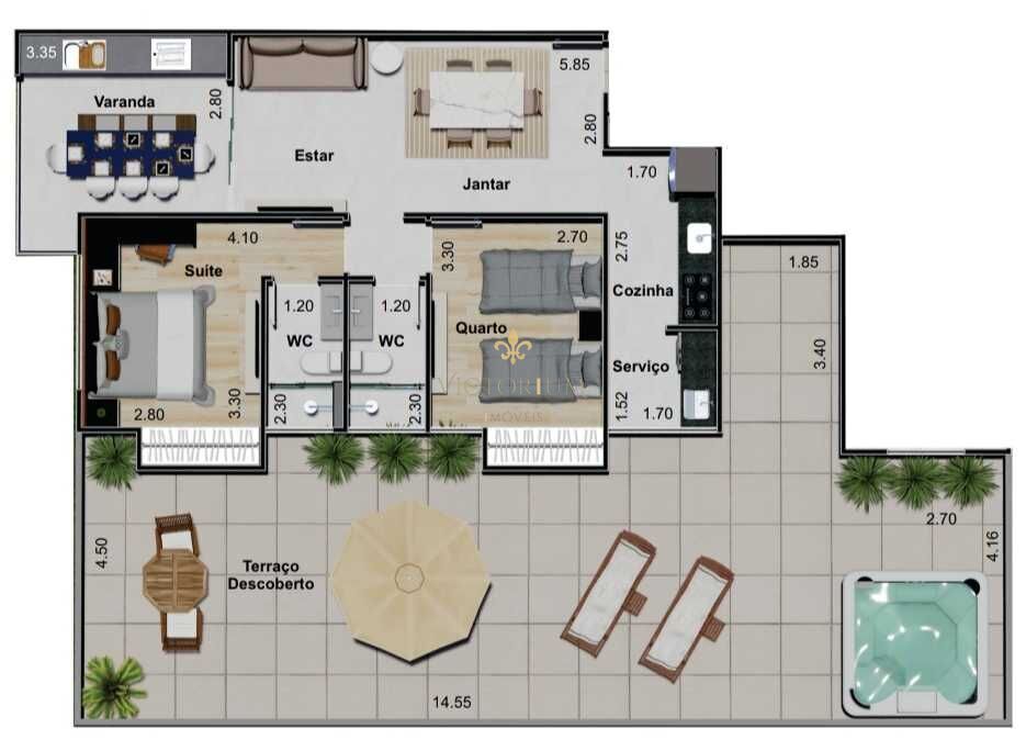 Apartamento à venda com 2 quartos, 132m² - Foto 1