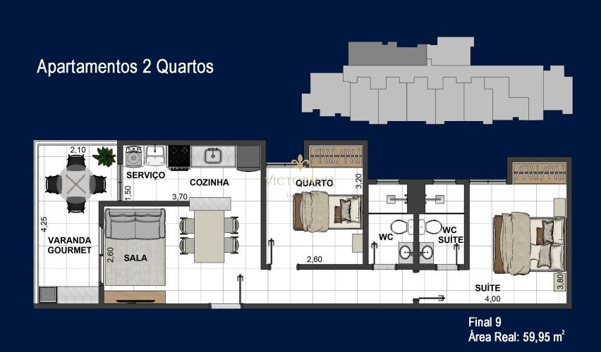 Flat/Apart Hotel, 2 quartos, 59 m² - Foto 3