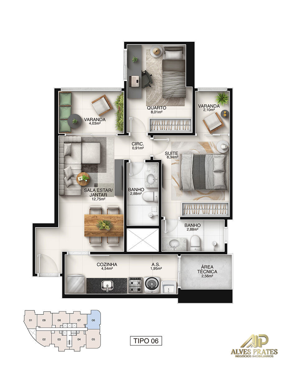 Apartamento à venda com 2 quartos, 56m² - Foto 24