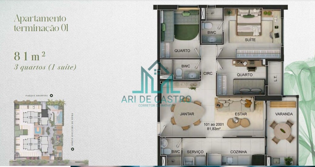 Apartamento à venda com 3 quartos, 81m² - Foto 3