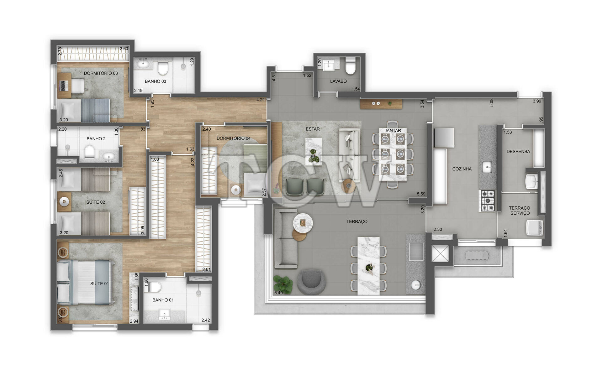 Apartamento à venda com 4 quartos, 141m² - Foto 2