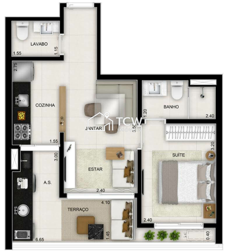 Apartamento, 1 quarto, 42 m² - Foto 46