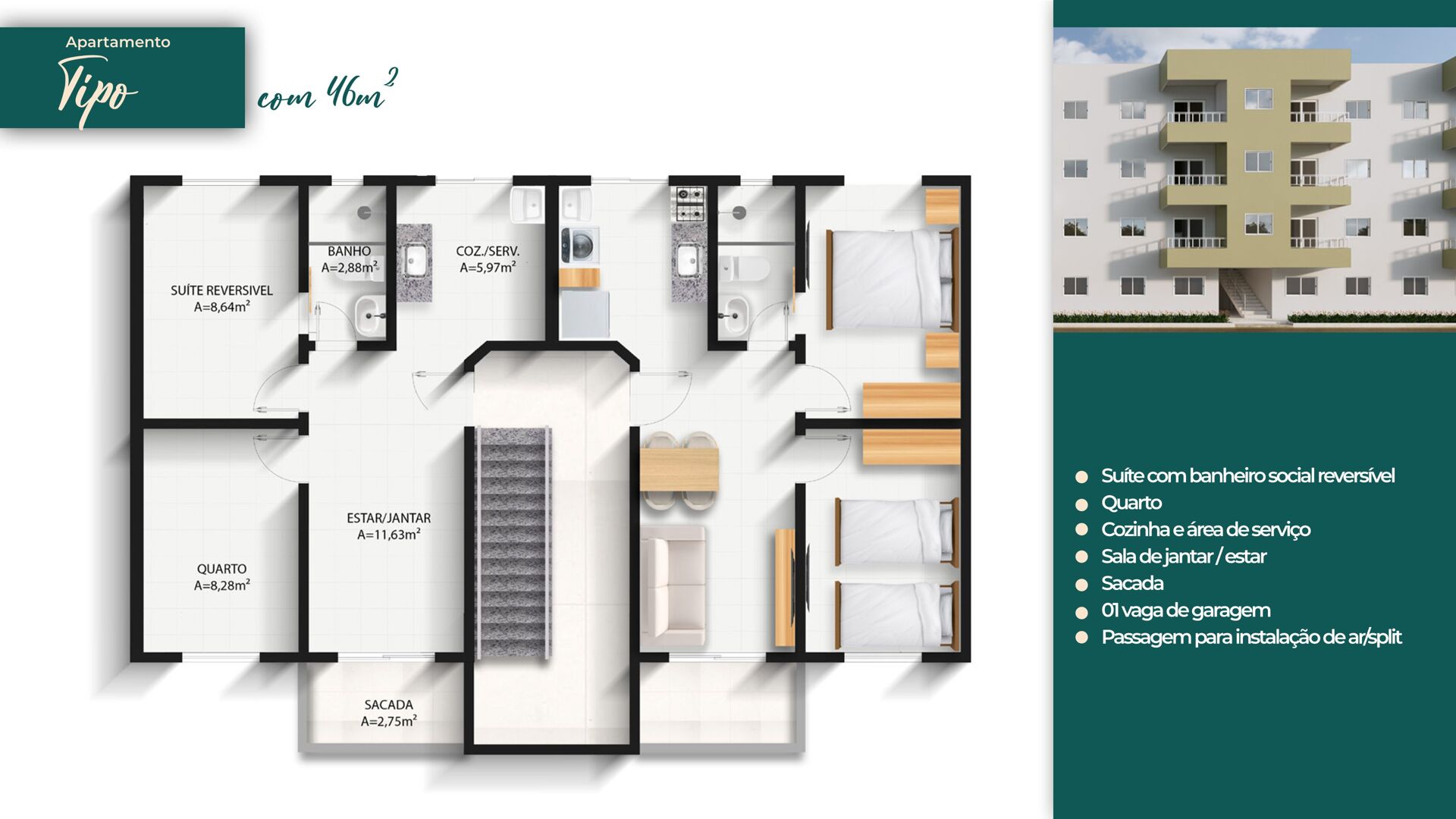 Apartamento, 2 quartos, 46 m² - Foto 14