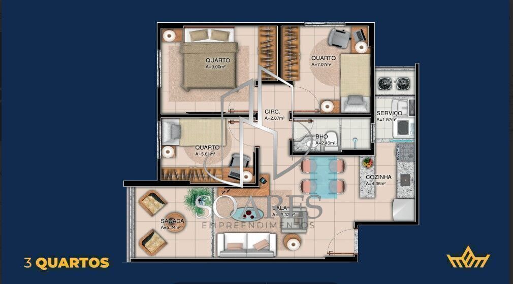 Apartamento, 3 quartos, 57 m² - Foto 24