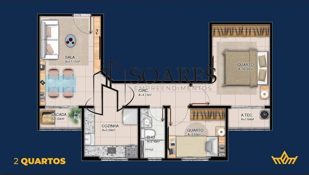 Apartamento à venda com 2 quartos, 49m² - Foto 9