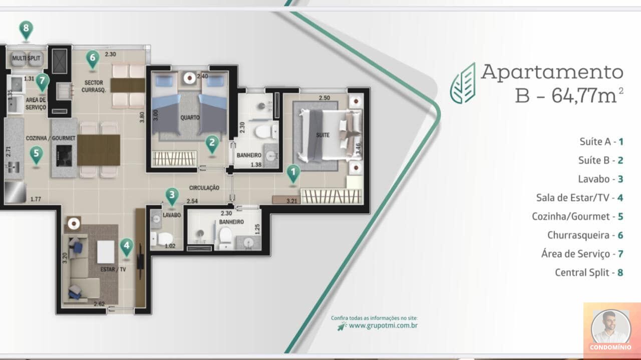 Apartamento à venda com 2 quartos, 64m² - Foto 1