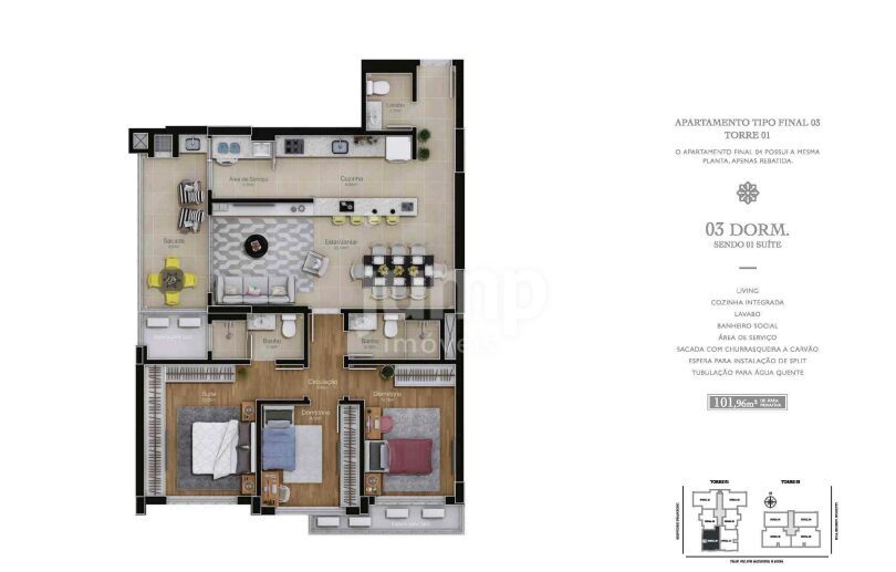 Apartamento à venda com 3 quartos, 102m² - Foto 1