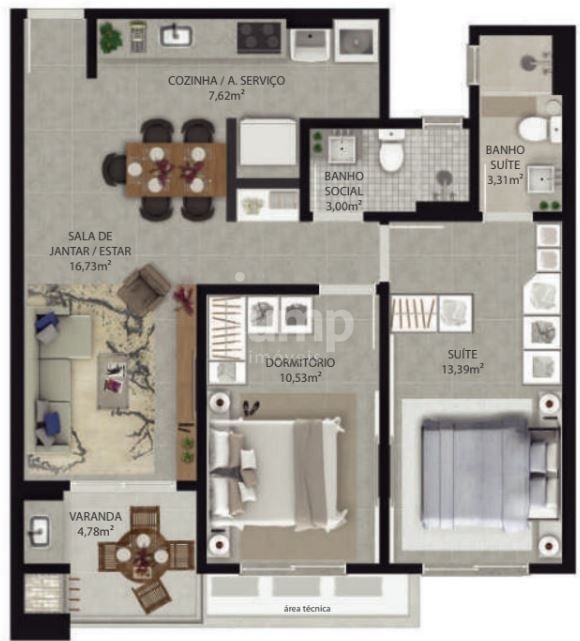 Apartamento à venda com 2 quartos, 70m² - Foto 2