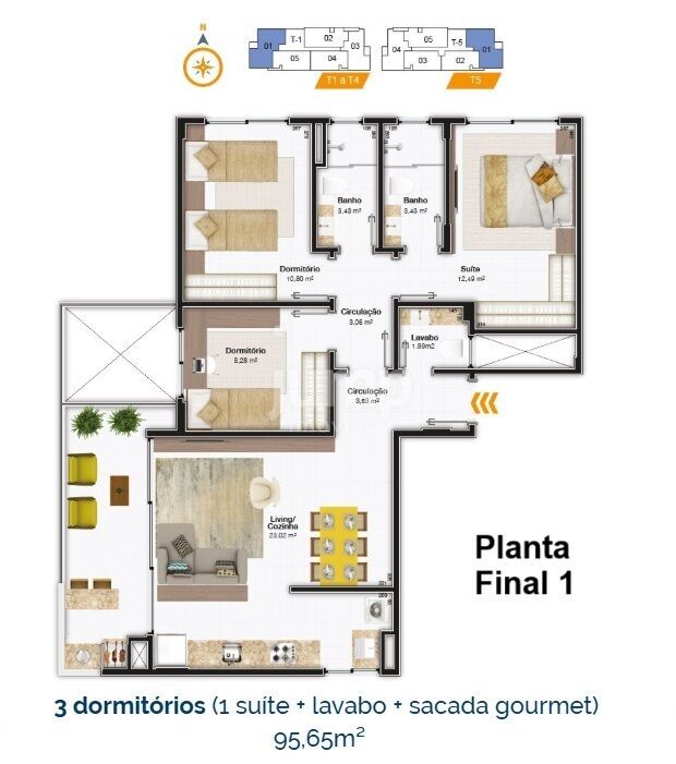 Apartamento à venda com 3 quartos, 147m² - Foto 2
