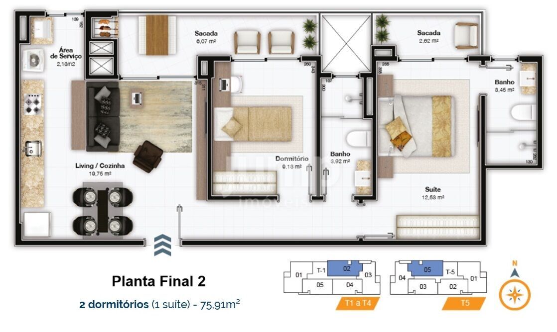 Apartamento à venda com 2 quartos, 75m² - Foto 2