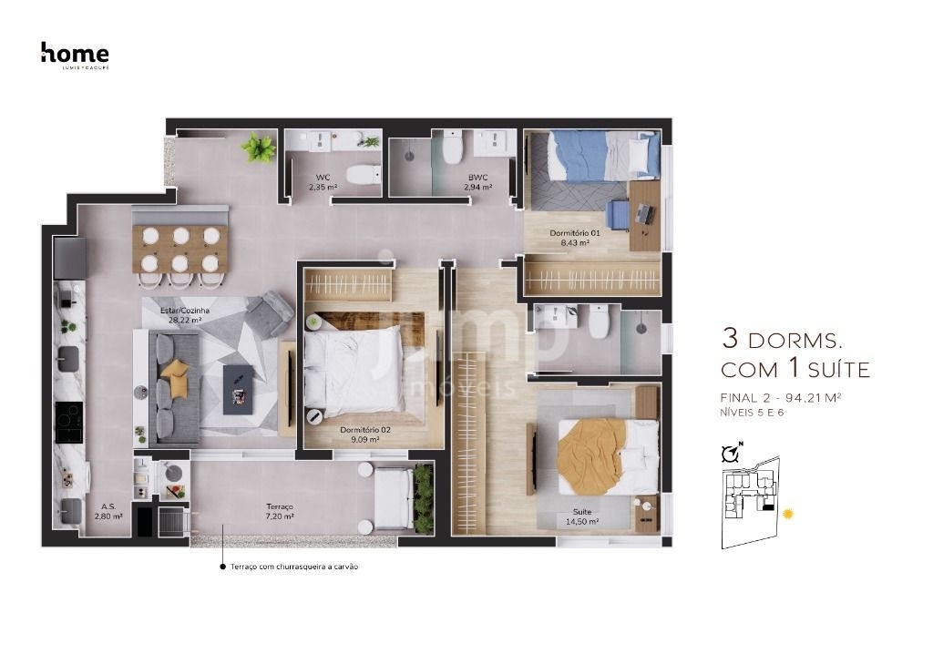 Apartamento à venda com 3 quartos, 94m² - Foto 2