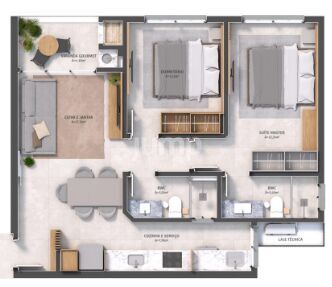 Apartamento à venda com 2 quartos, 67m² - Foto 2