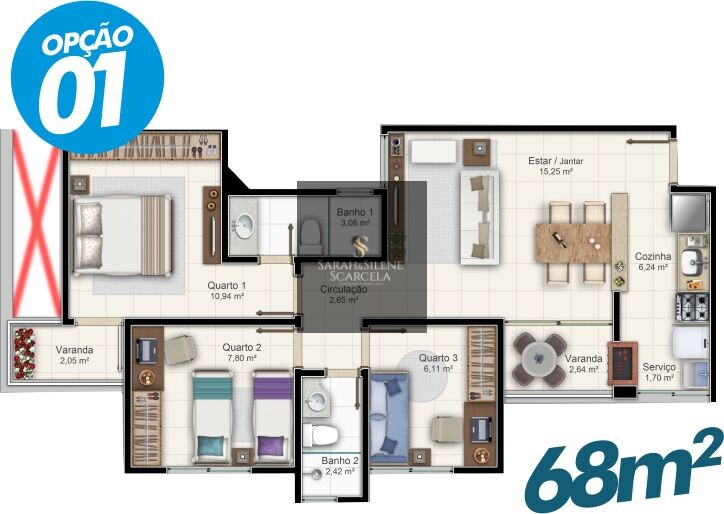 Apartamento à venda com 3 quartos, 68m² - Foto 22